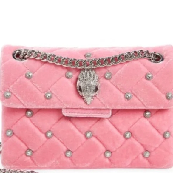 KURT GEIGER LONDON Mini
Kensington Pink Quilted Velvet
Crossbody With Gemstones - Picture 9 of 11